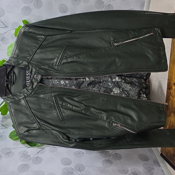 Guess Green Moto Jacket - Picture 2 of 13